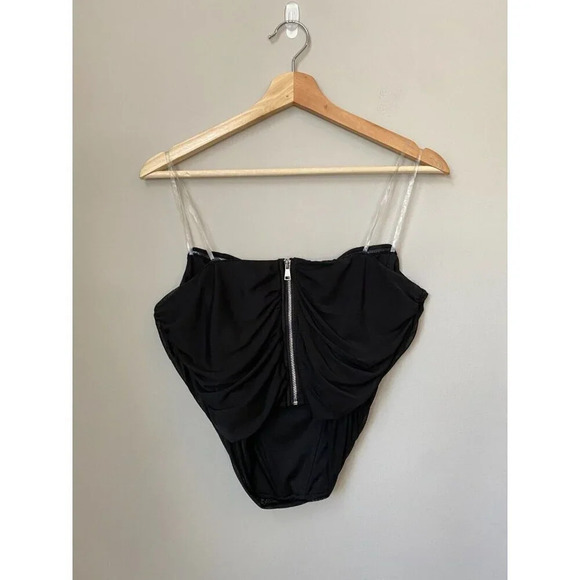 BRAND NEW Steve Madden Women's Size Large Dahlia Corset Boning Zip Up Top Black - Picture 8 of 16